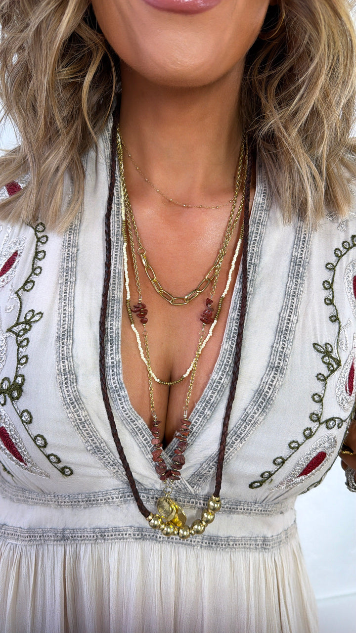 Ruelle Layered Necklace, Wine