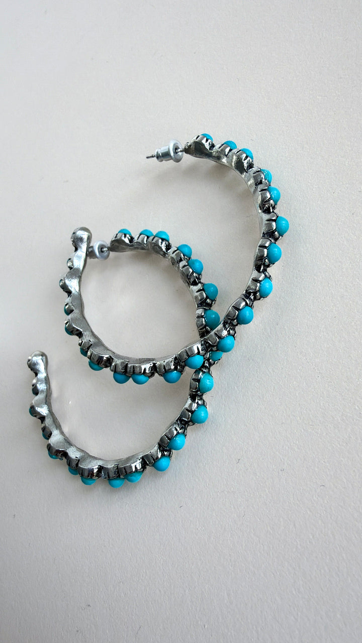 Metal Tone Western Stone Hoop