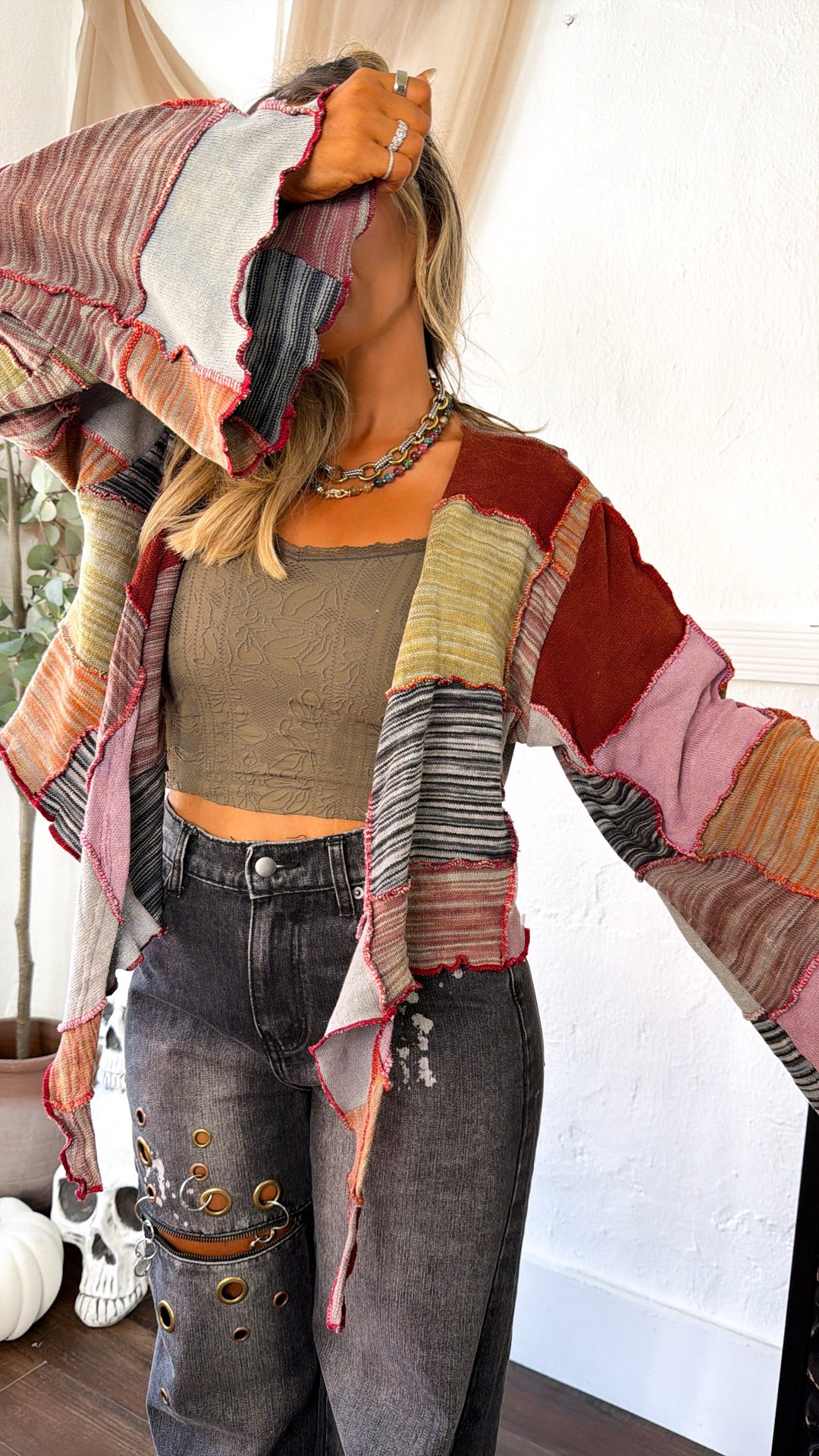 Yellow Springs Patch Cardigan, Powder Brick