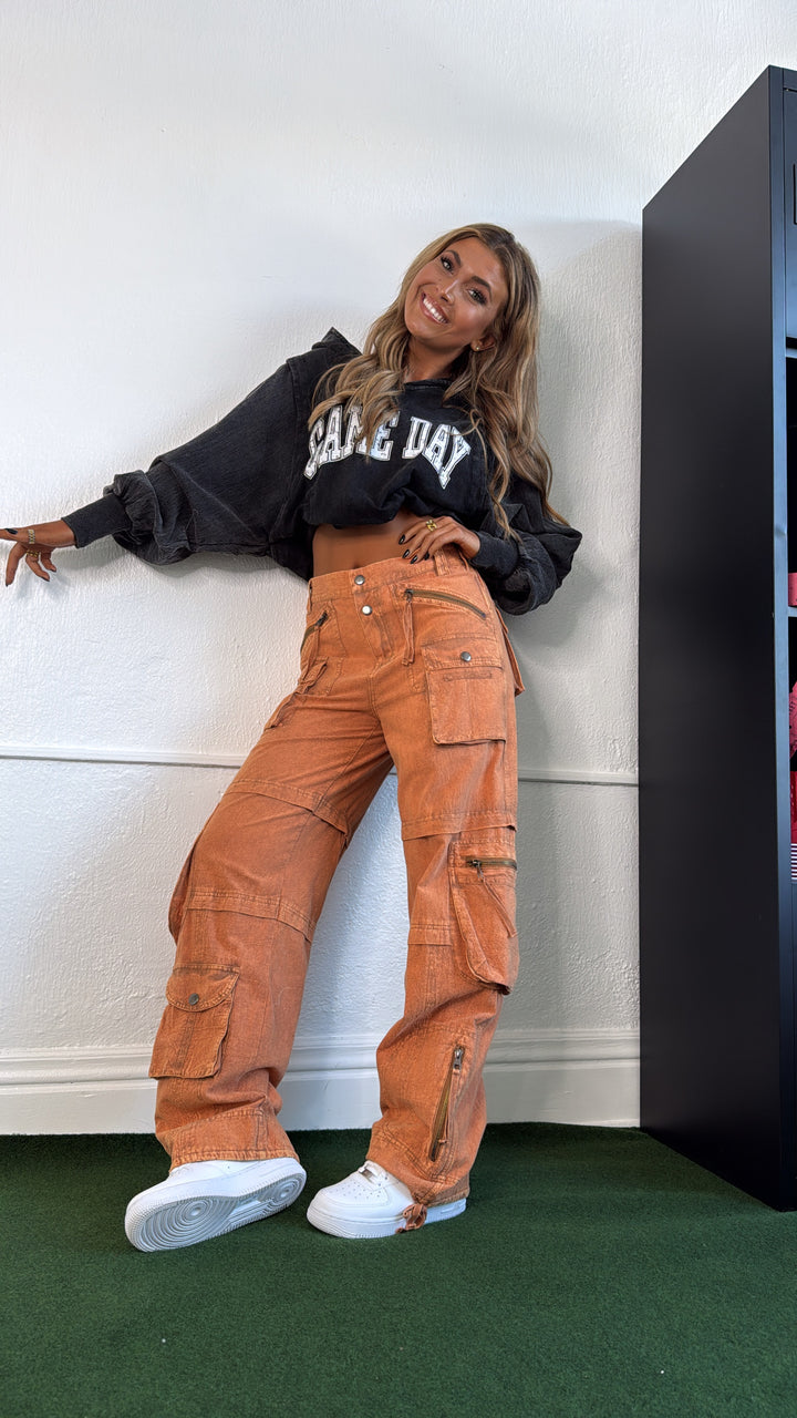 Mineral Wash Gameday Hoodie, Black