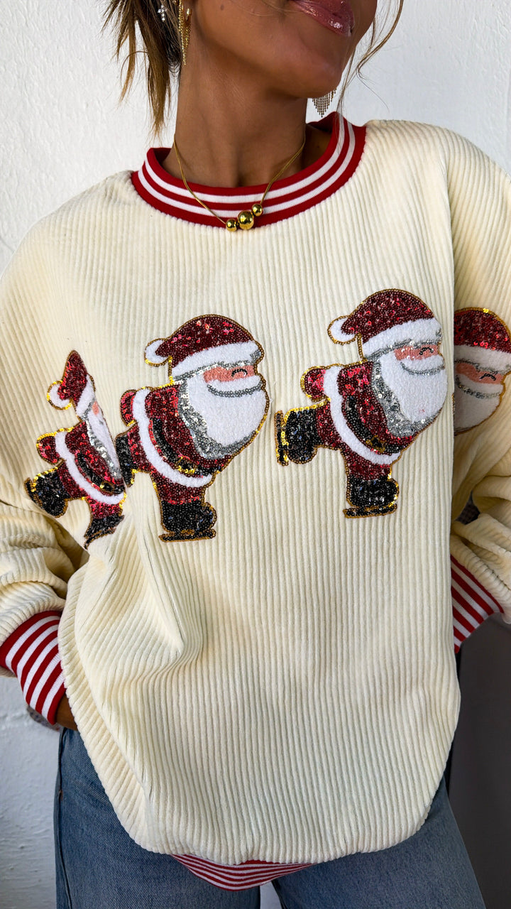 Holly Jolly Skatin’ Sequin Santa Sweater