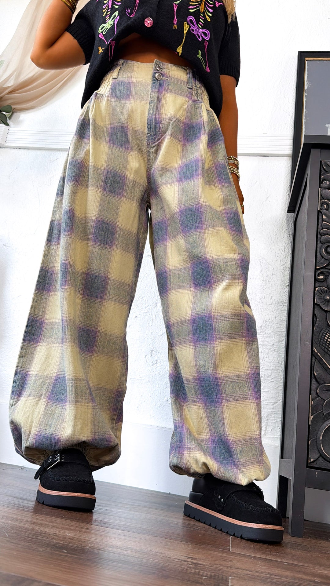 Open Air Plaid Pants, Sage Multi