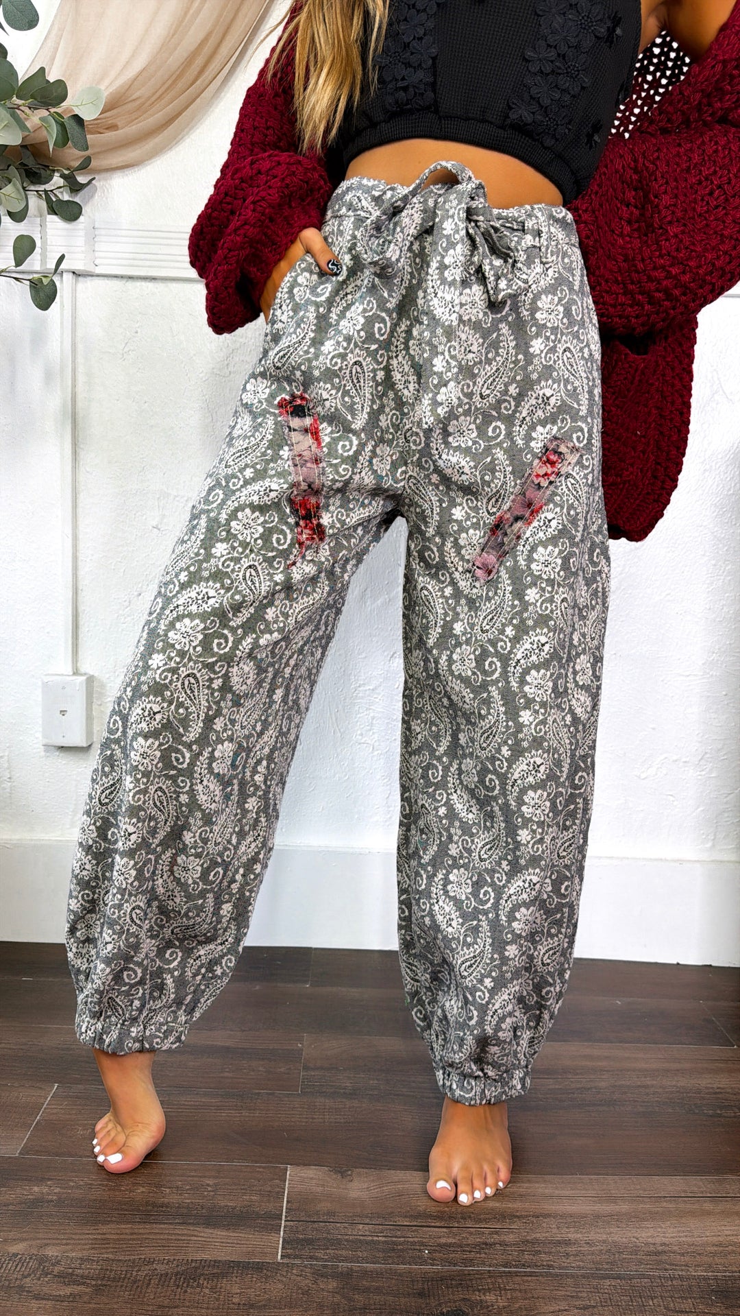 Wild Paisley Jogger Pant, Black Multi