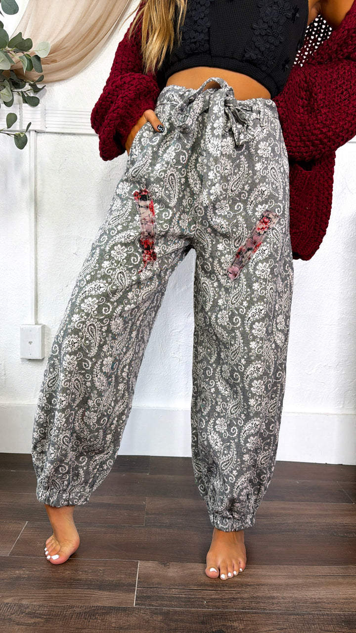 Wild Paisley Jogger Pant, Black Multi