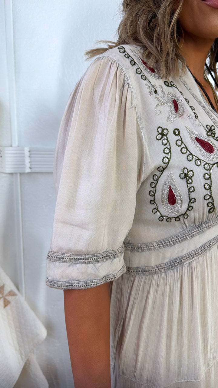 Starlight Pearl Maxi Dress, Latte