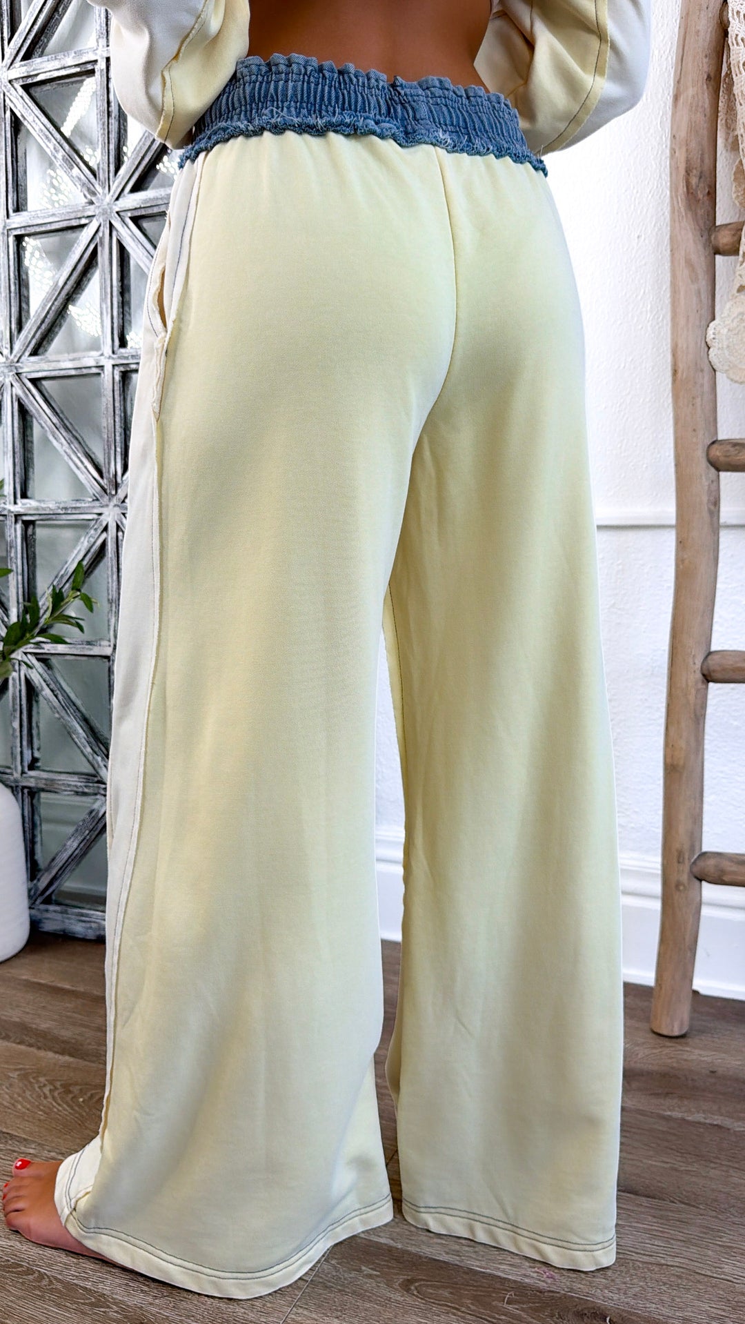 Hudson Drawstring Pant, Lemon Cream