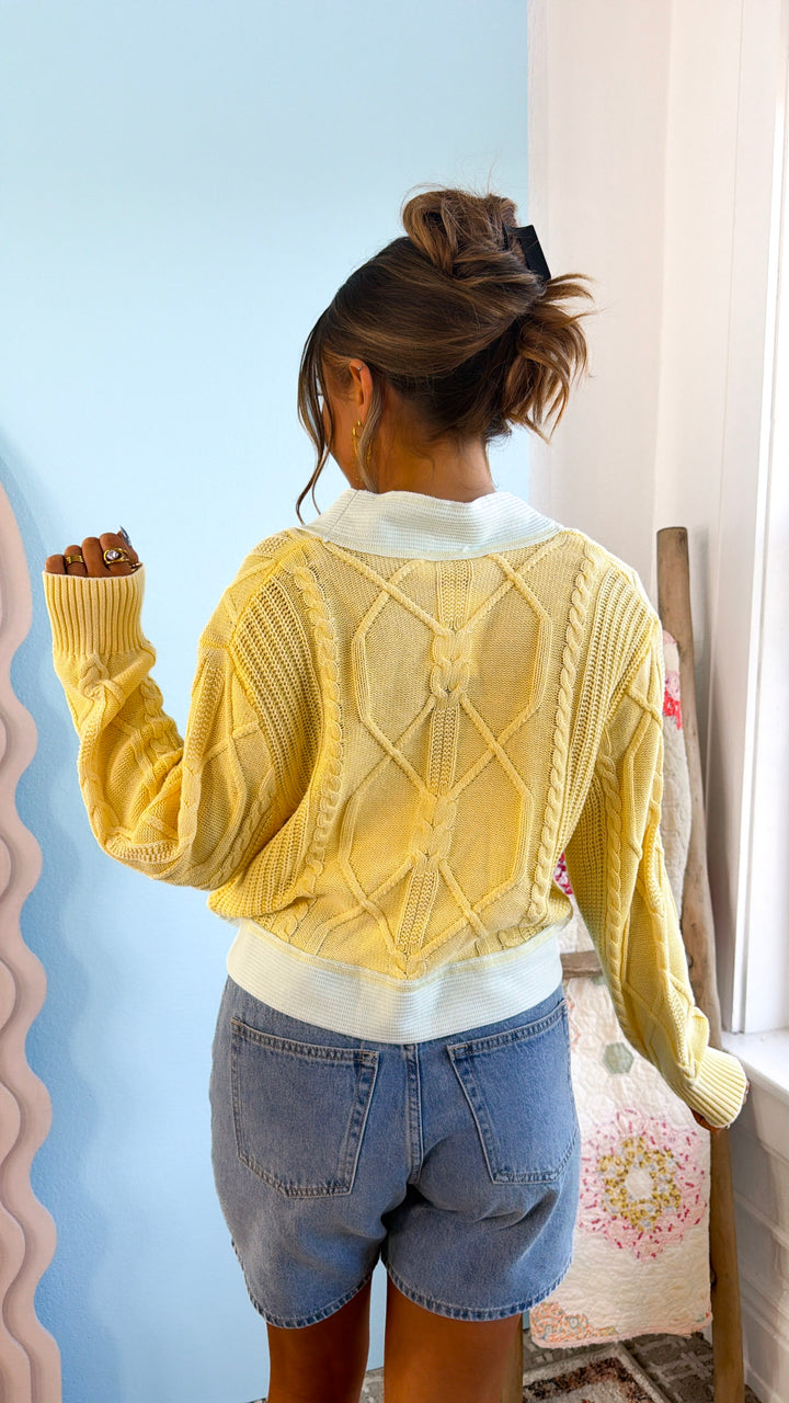 Texture Criss Cross Top, Lemon