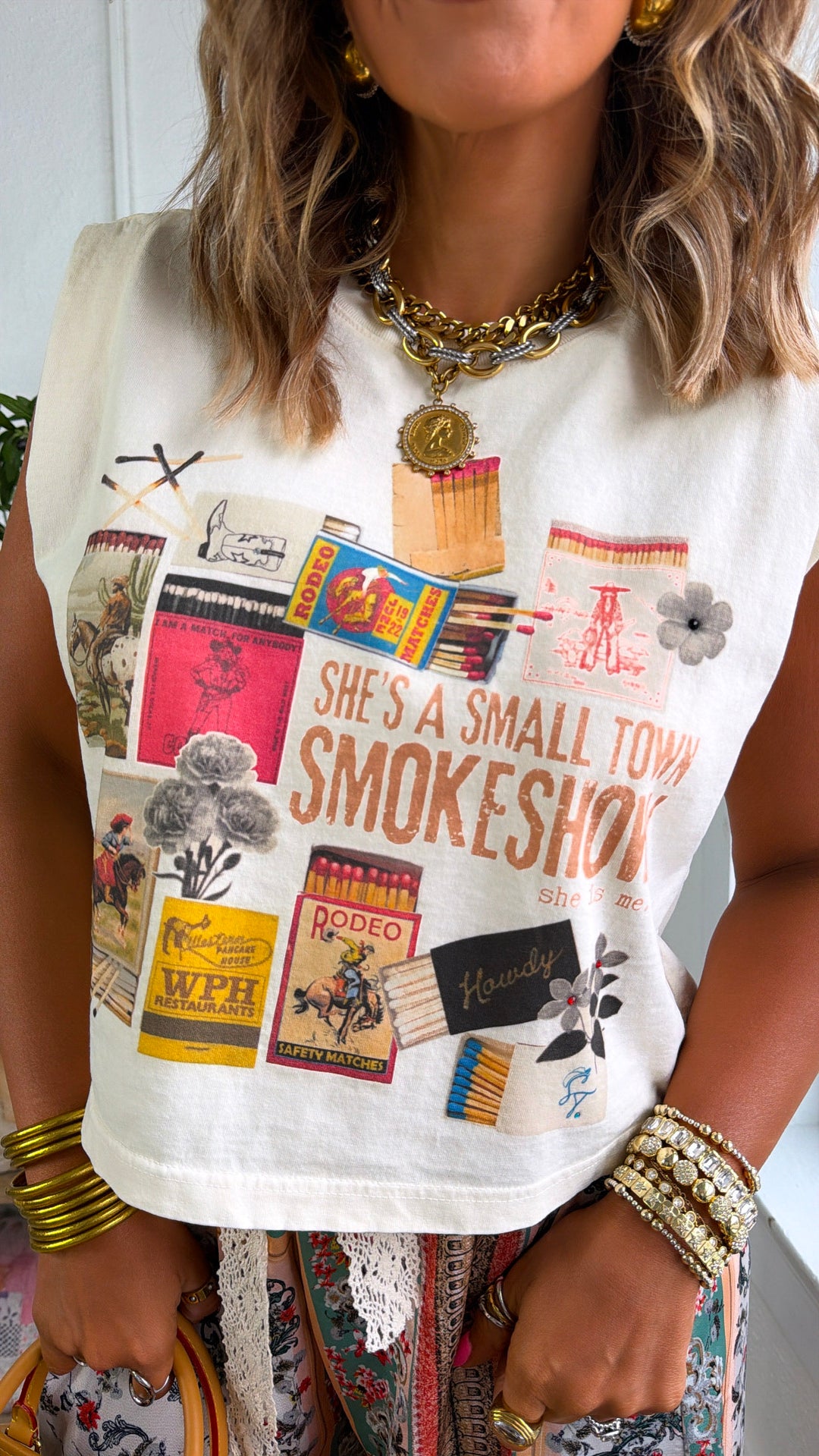 Smoke Show Muscle Tank, Cream