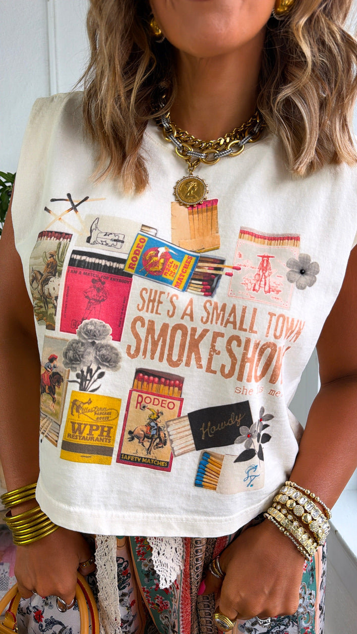 Smoke Show Muscle Tank, Cream