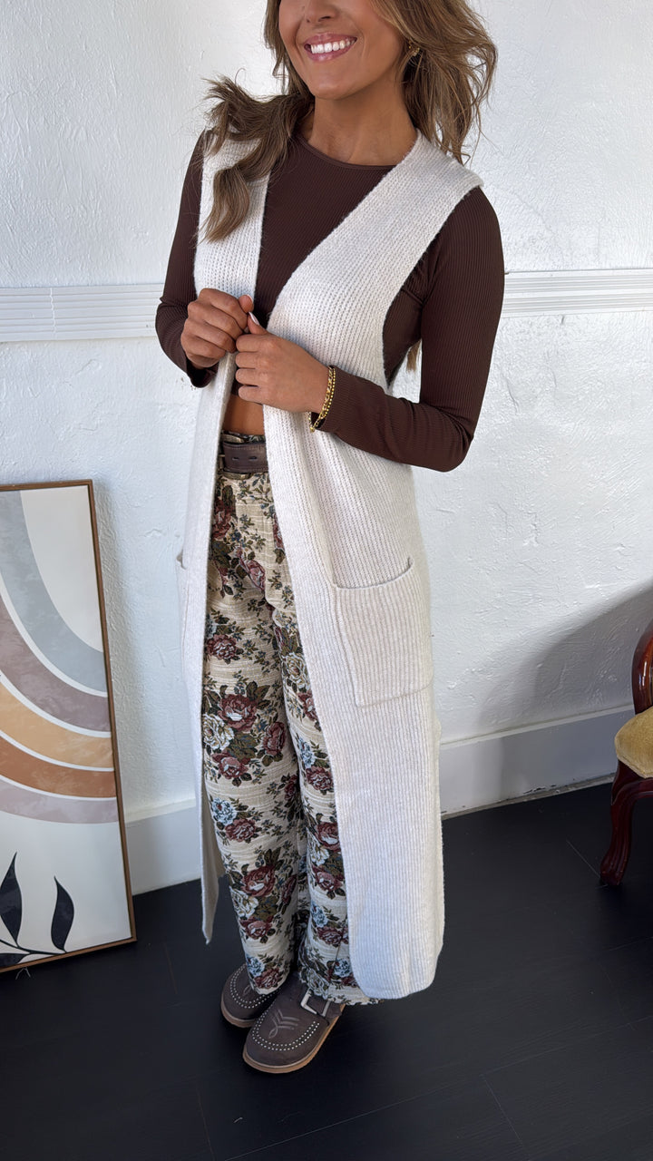 Glacier Drift Knit Duster, Champage