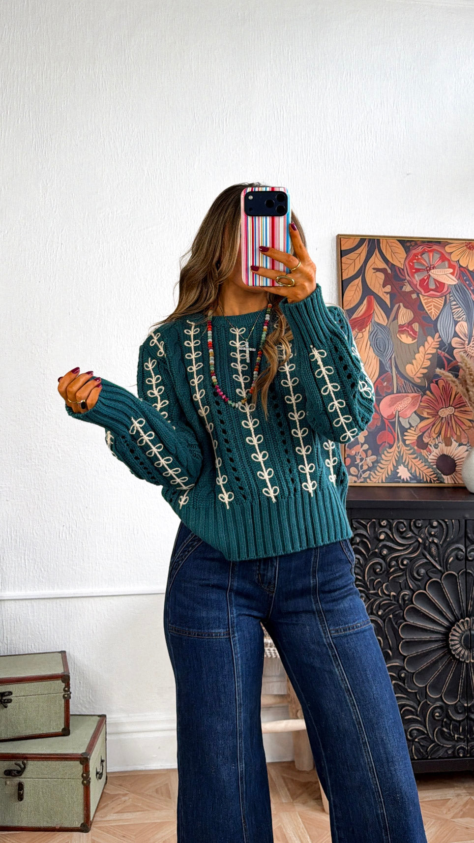 Wildberry Harvest Sweater, Emerald Green