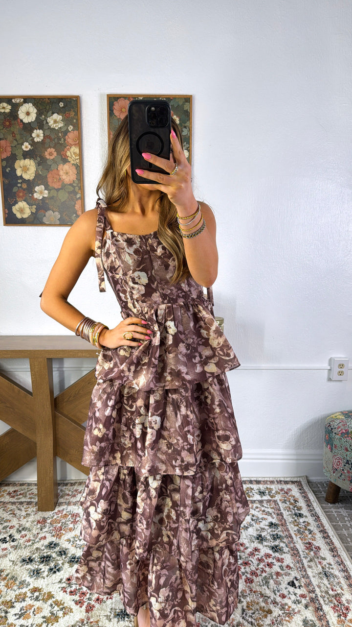 The Aurelia Maxi Dress, Burgundy Multi