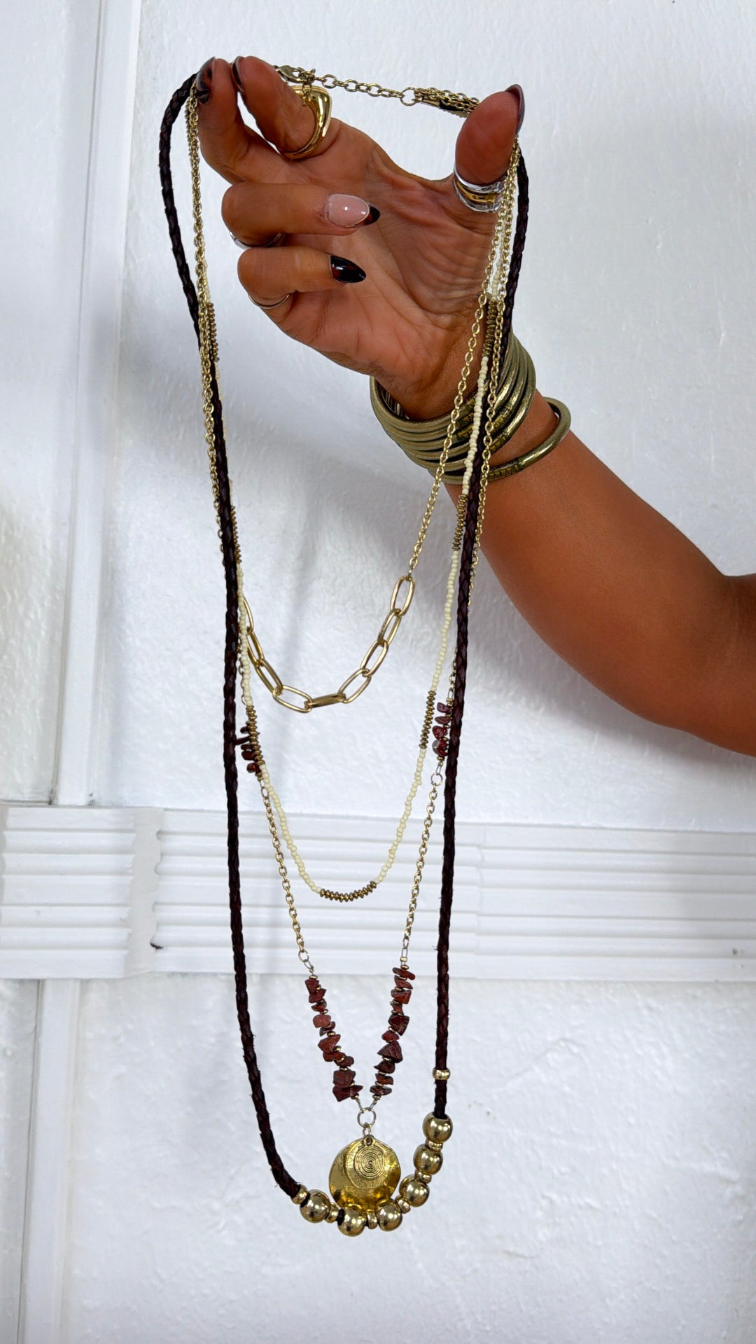 Ruelle Layered Necklace, Wine
