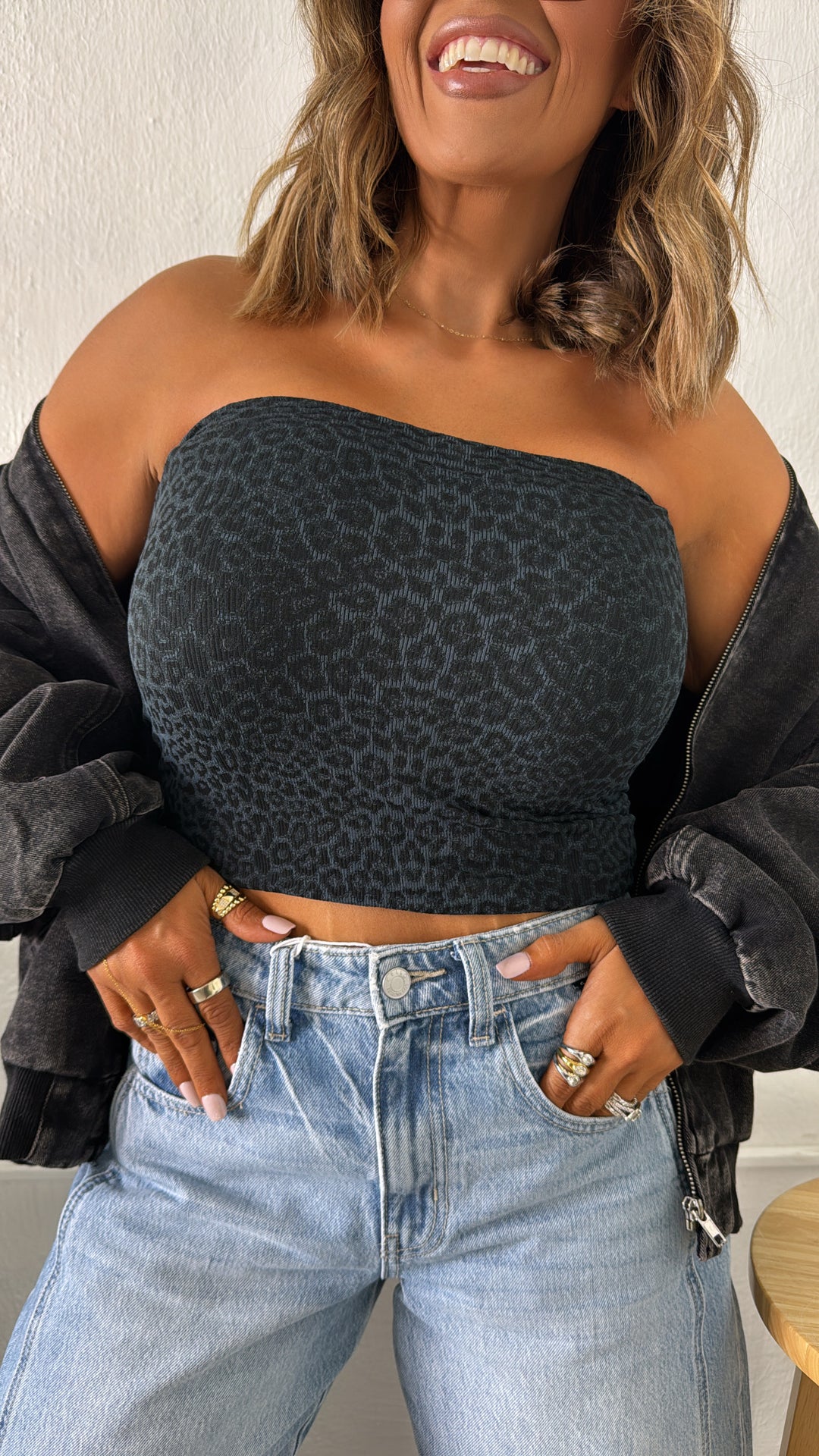 Leopard Tube Top, Forest Night