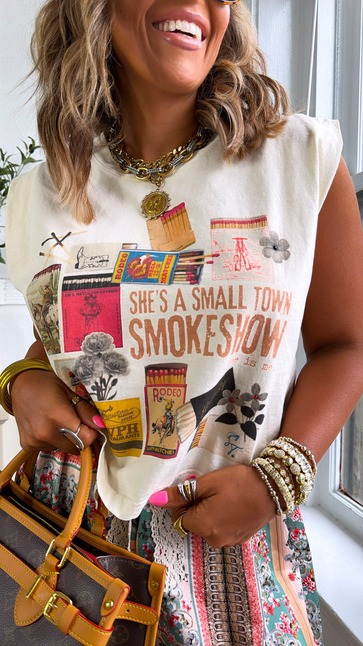 Smoke Show Muscle Tank, Cream