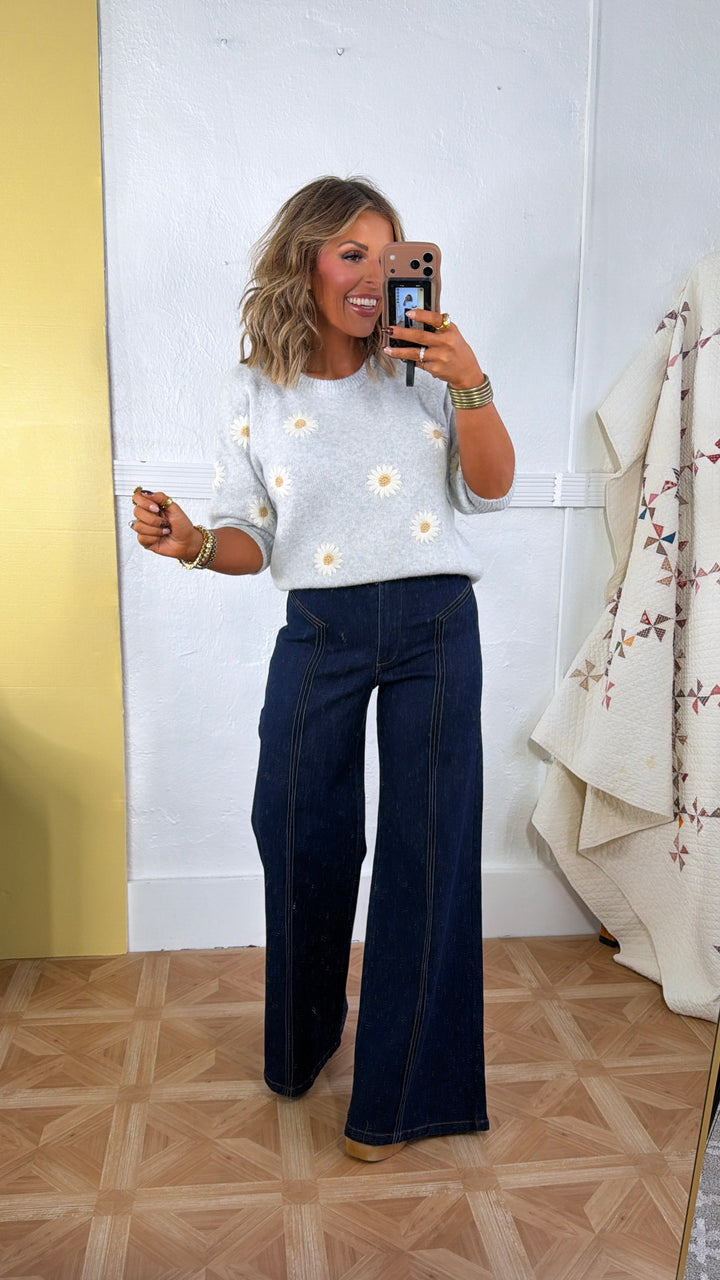 Dallas Wide Leg Denim, Dark Denim