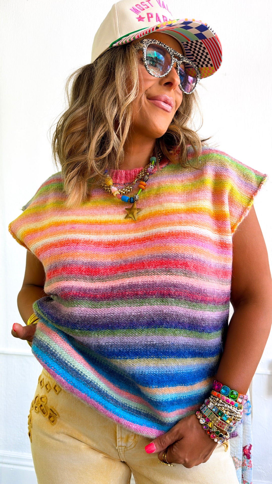 Painted Skies Knit Sweater Tank, Rainbow