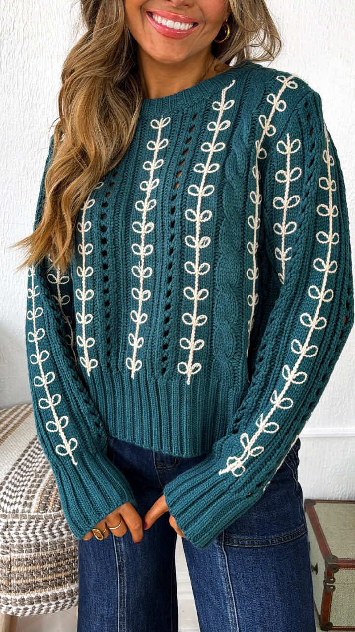 Wildberry Harvest Sweater, Emerald Green