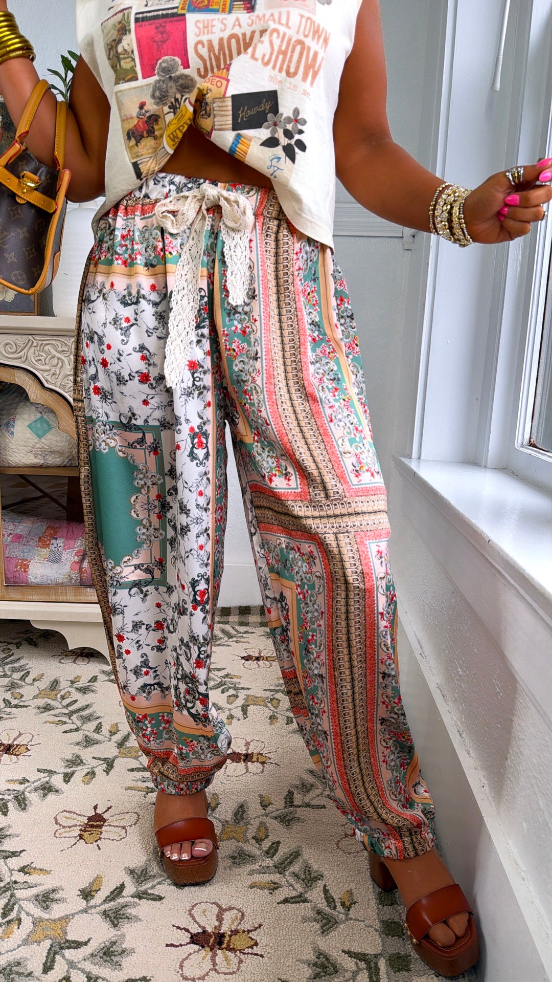 Spring Haze Jogger, Jade Multi