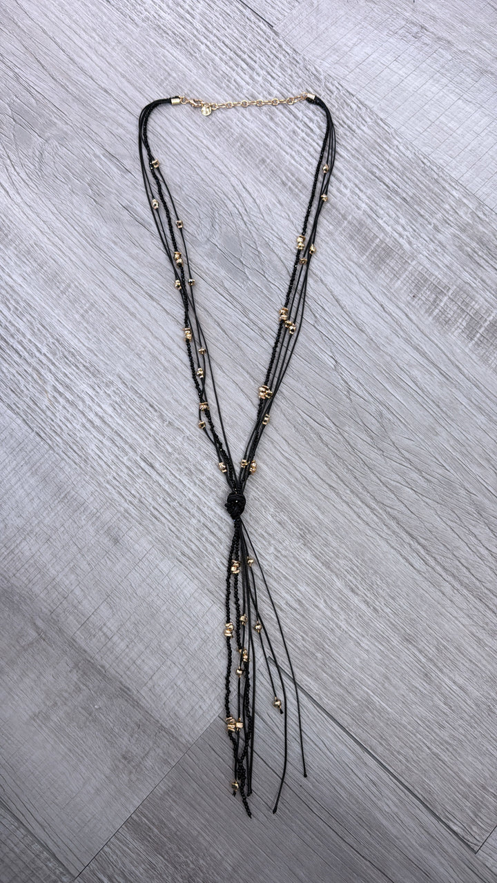 Layered Knot Necklace, Black