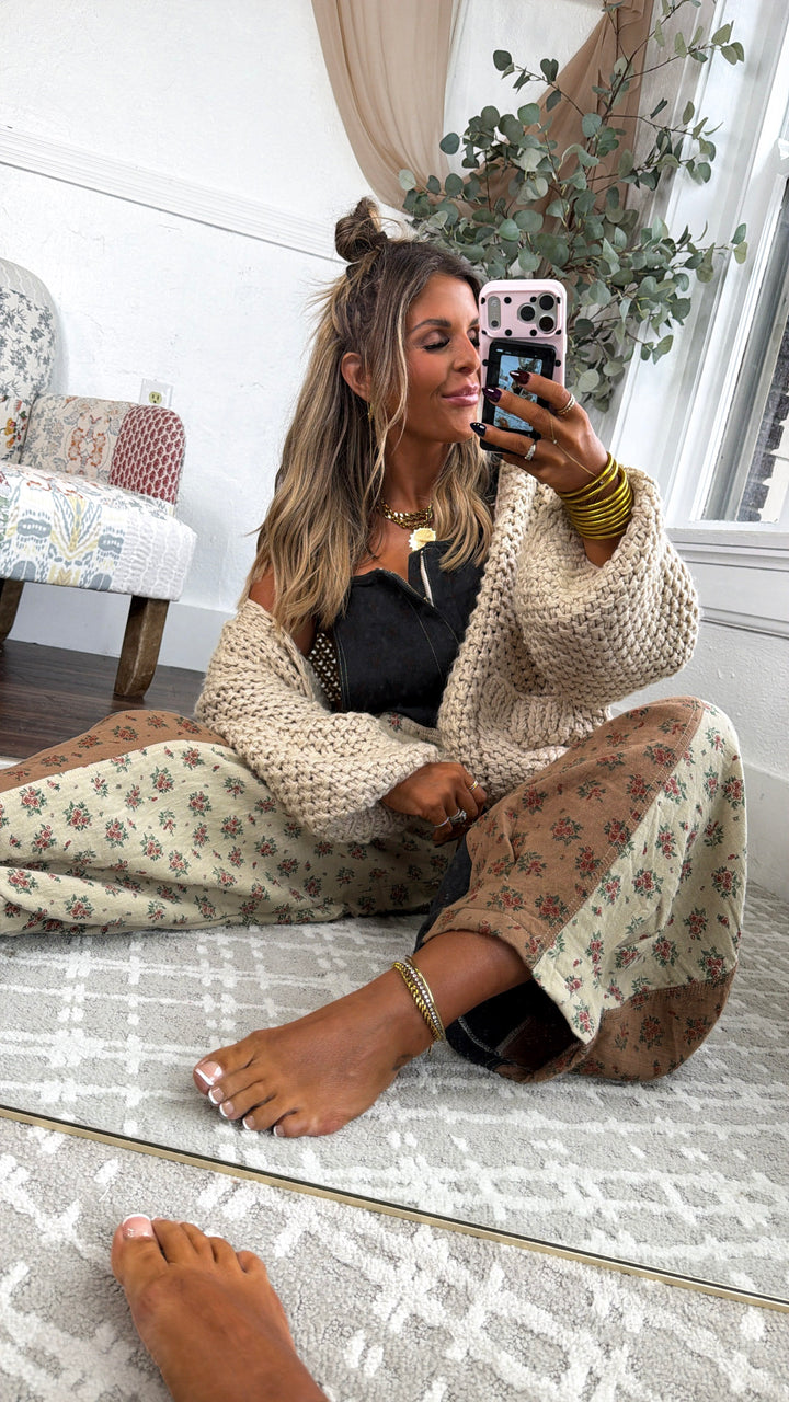 ECB Exclusive: Ruth Overall Bib, Charcoal Ginger Floral