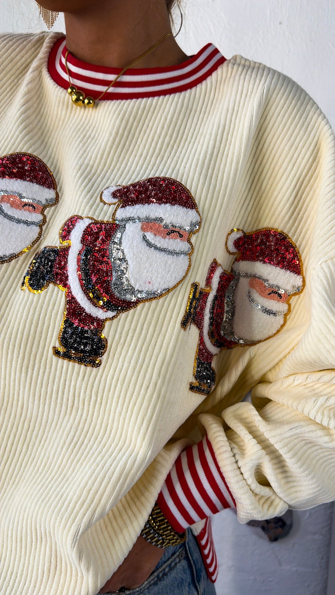 Holly Jolly Skatin’ Sequin Santa Sweater