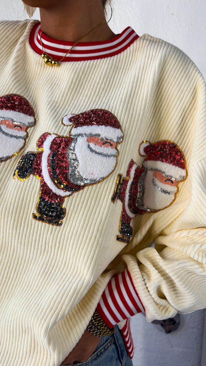 Holly Jolly Skatin’ Sequin Santa Sweater