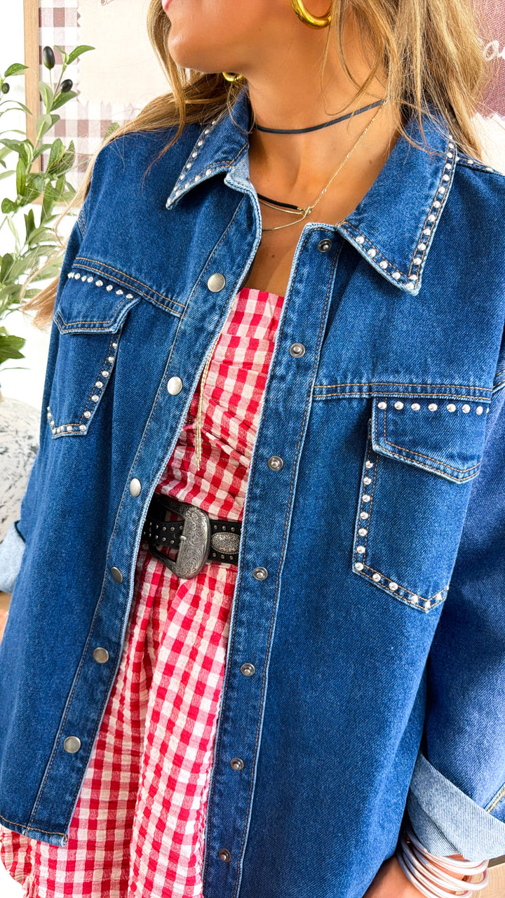 Western Halo Studded Jacket, denim