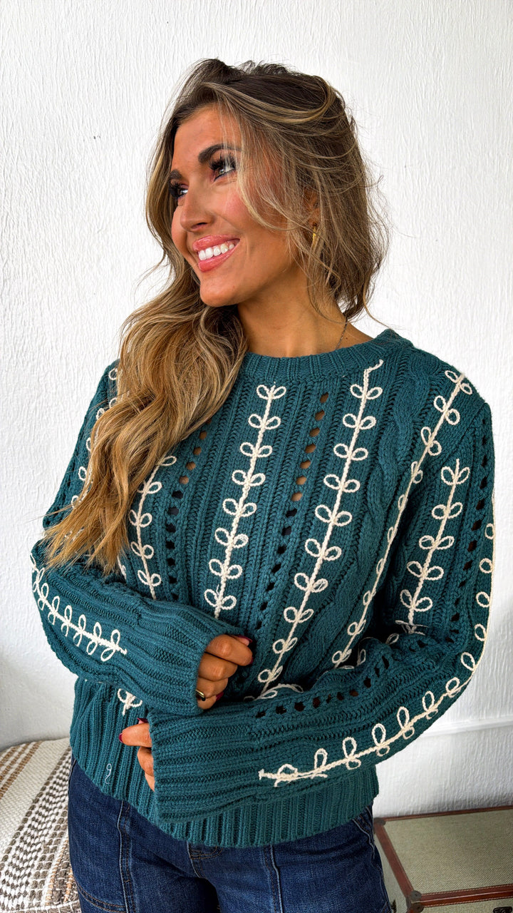 Wildberry Harvest Sweater, Emerald Green