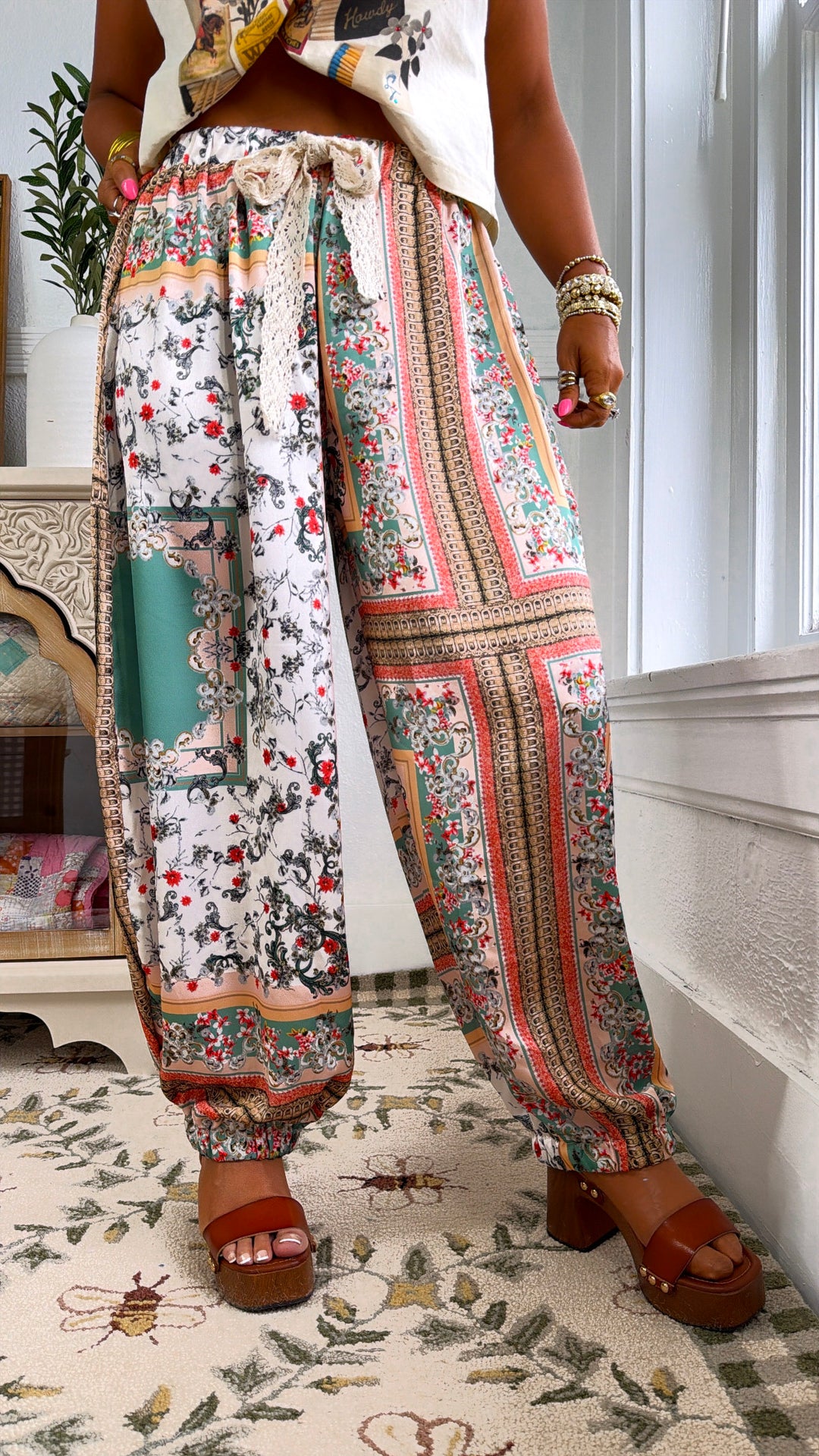 Spring Haze Jogger, Jade Multi