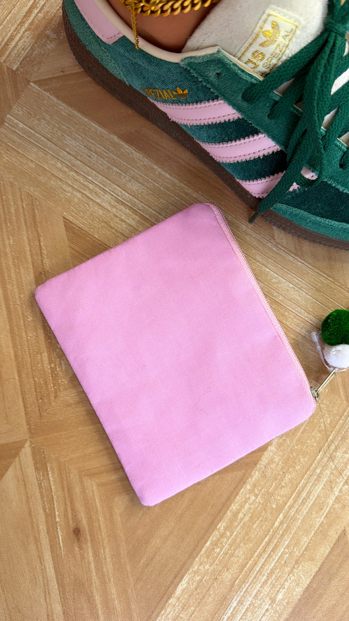 Basic Babe Beaded Plaid Coin Purse, Green/Pink