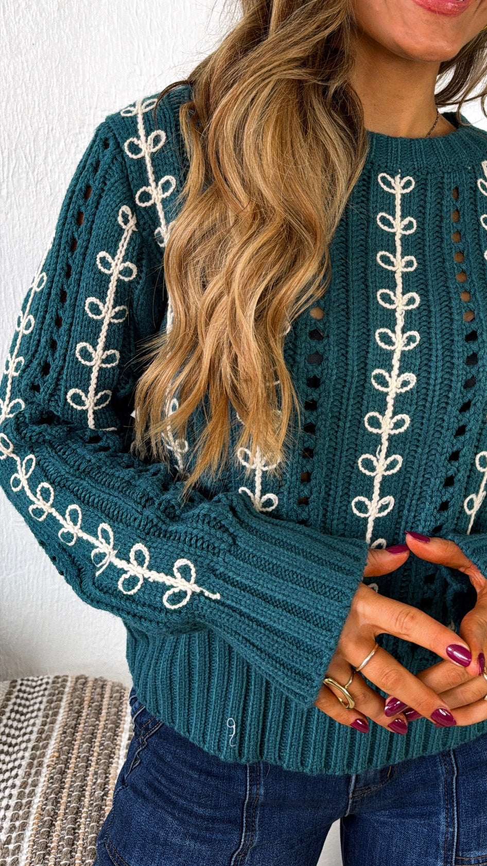 Wildberry Harvest Sweater, Emerald Green