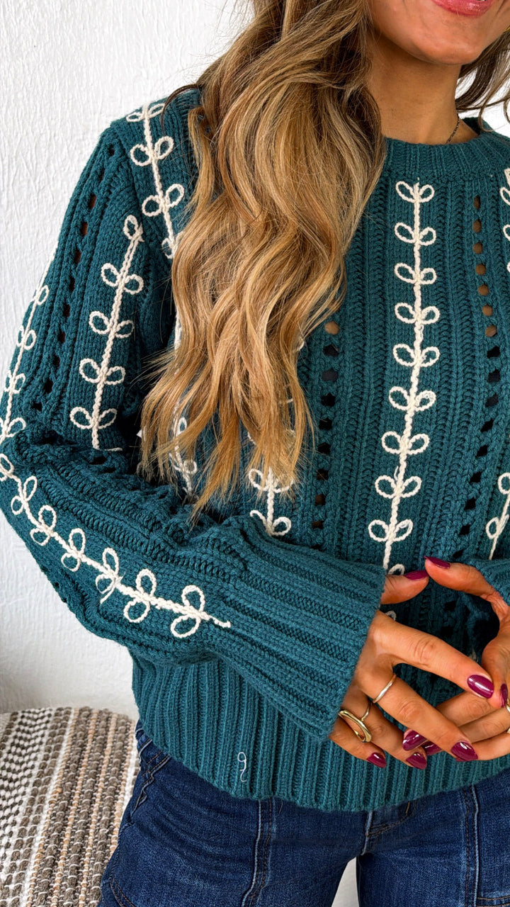 Wildberry Harvest Sweater, Emerald Green