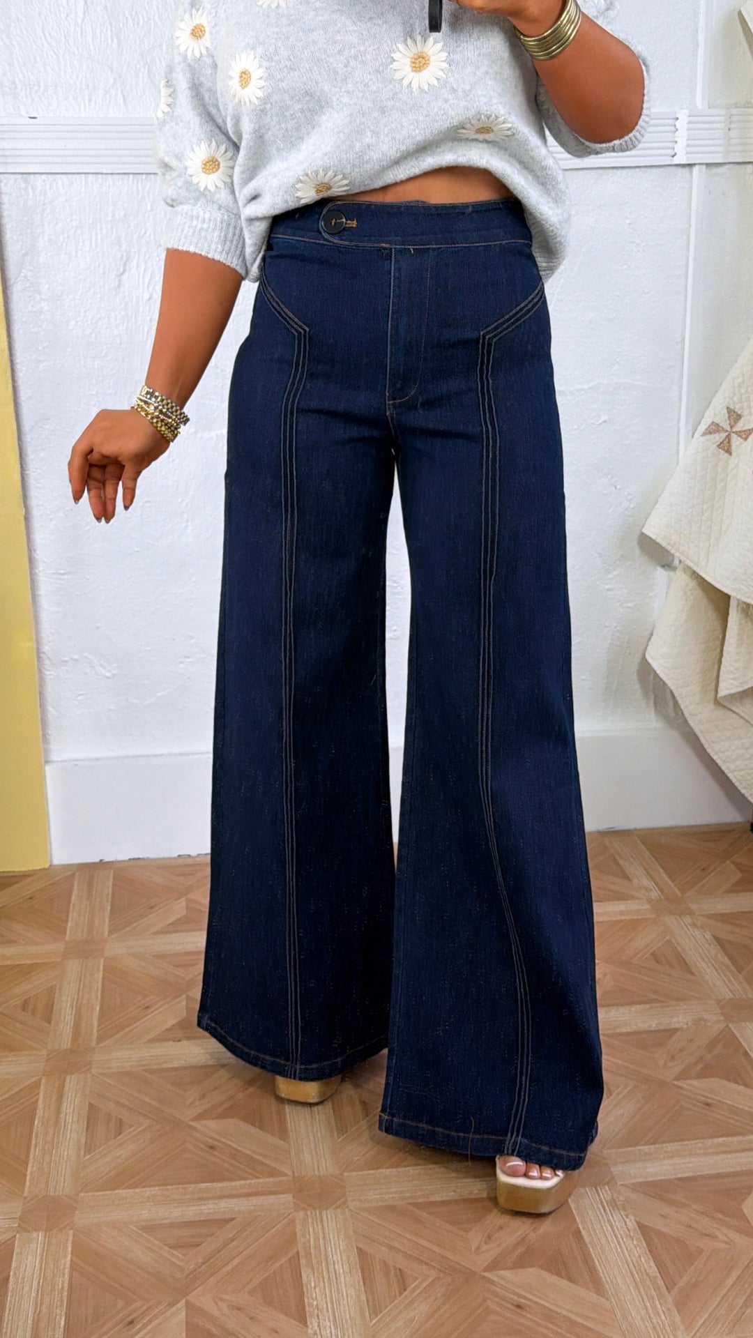 Dallas Wide Leg Denim, Dark Denim
