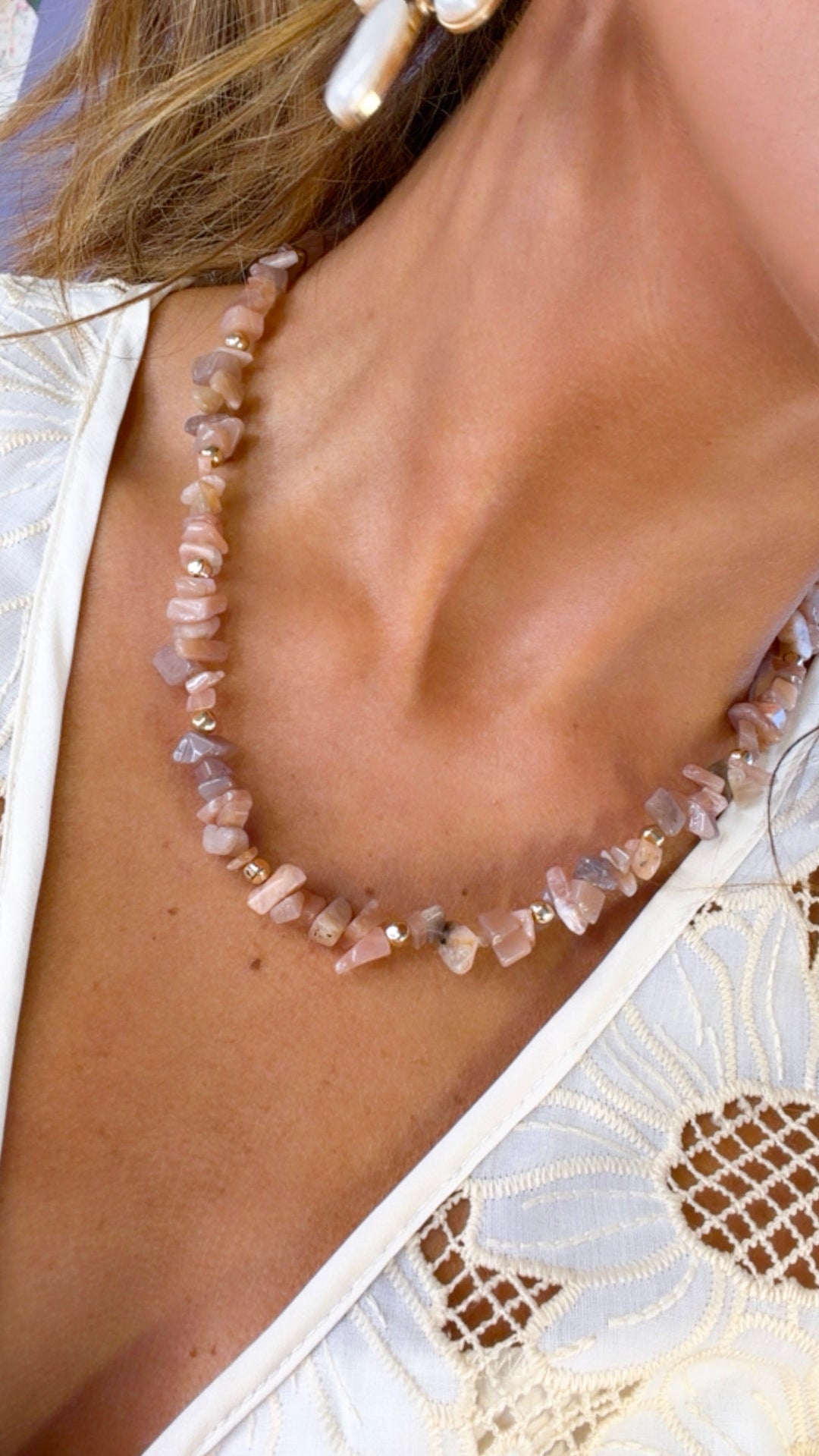 Pebble Road Necklace, Coral Multi