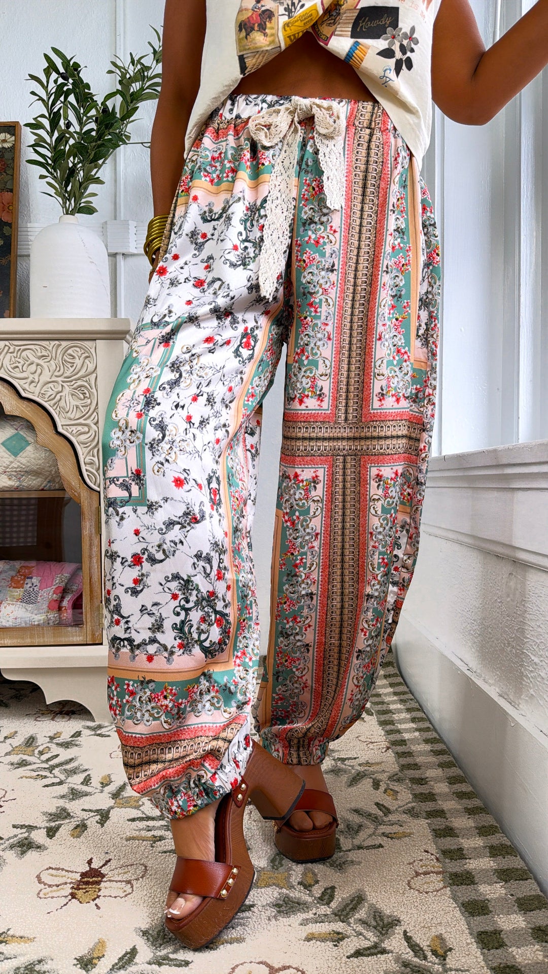 Spring Haze Jogger, Jade Multi