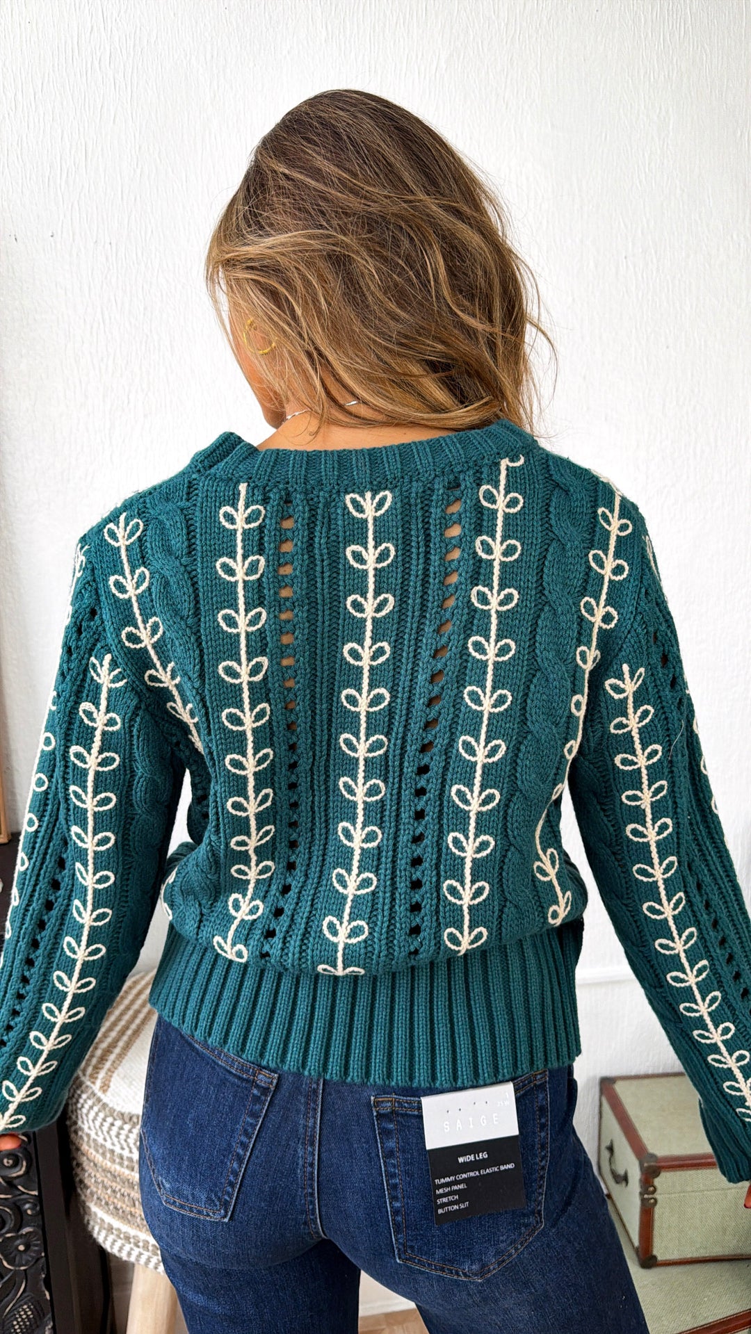 Wildberry Harvest Sweater, Emerald Green