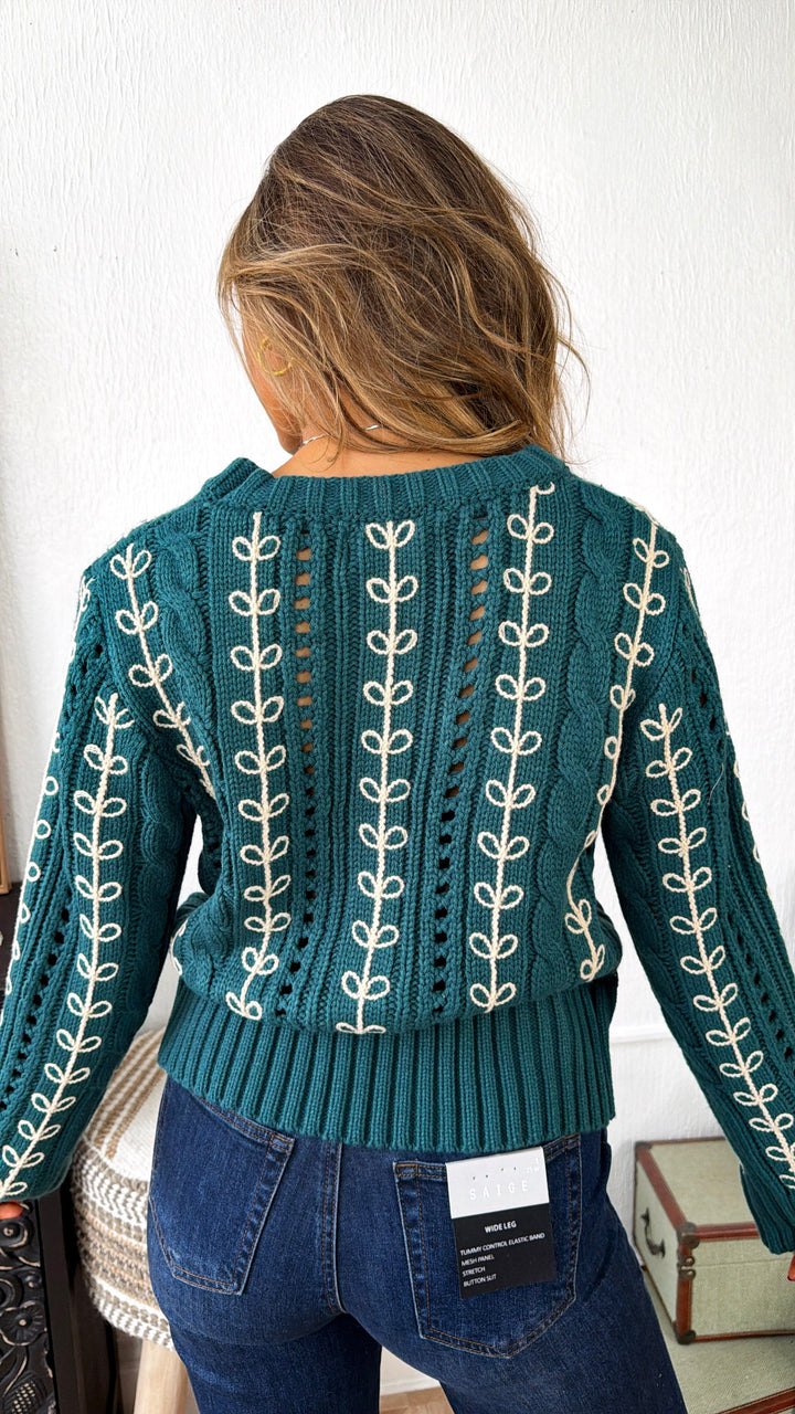 Wildberry Harvest Sweater, Emerald Green