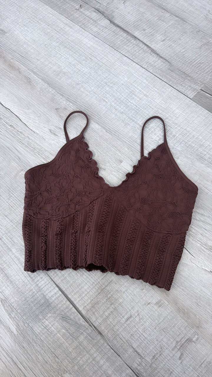 Lace Texture Bralette, Toast