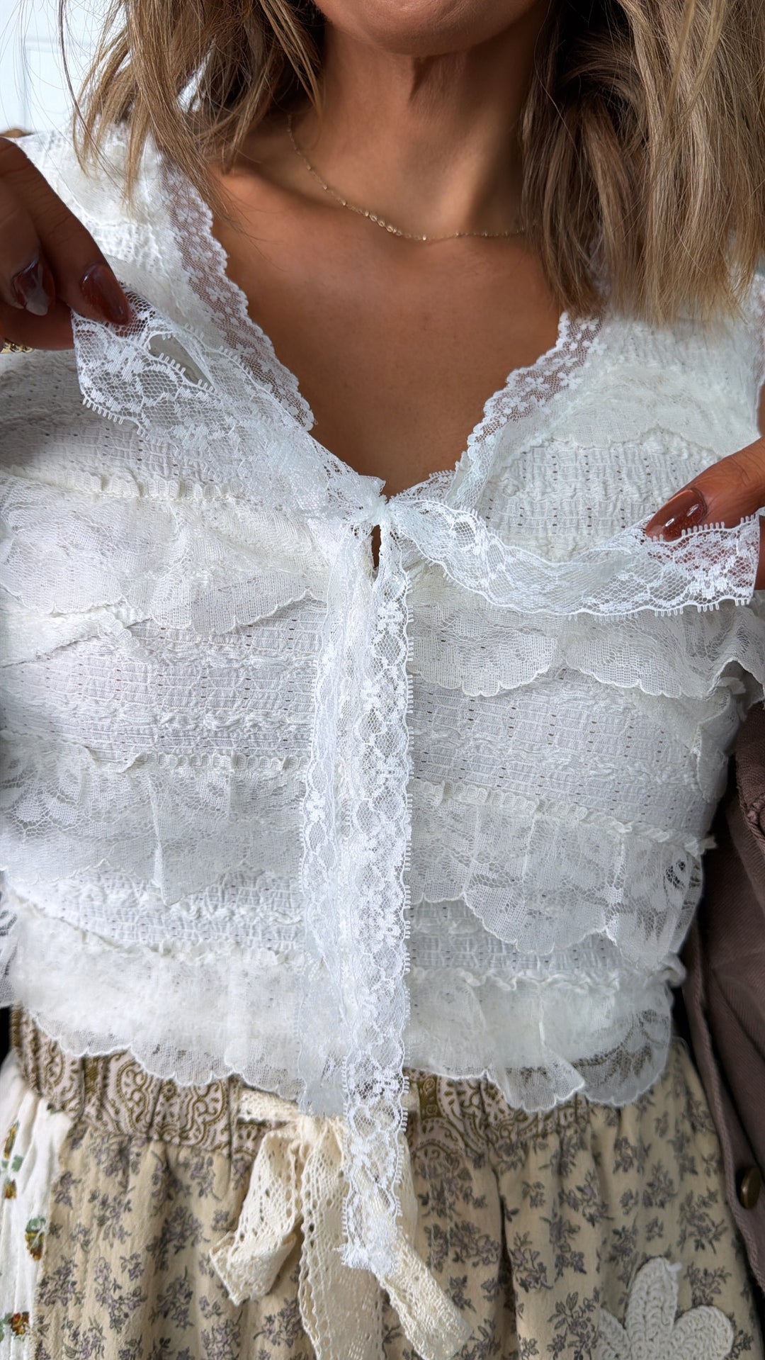 Bliss Beauty V Neck Ruffle Sleeve Top, Ivory