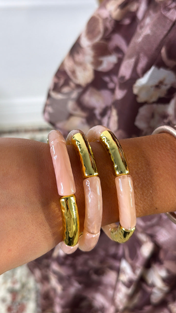 Golden Meadow Bracelet Stack, Pink/ Gold
