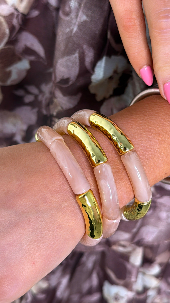 Golden Meadow Bracelet Stack, Pink/ Gold