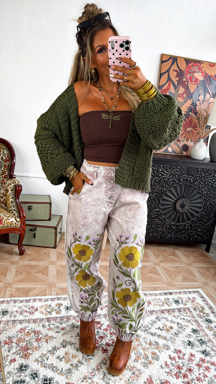 Marbled Sunflower Joggers, Mauve Marble