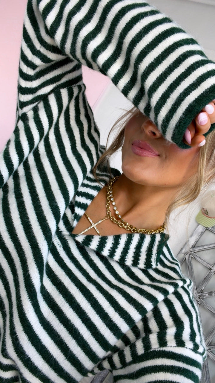 Quarter Button Down Sweater, Forest Green