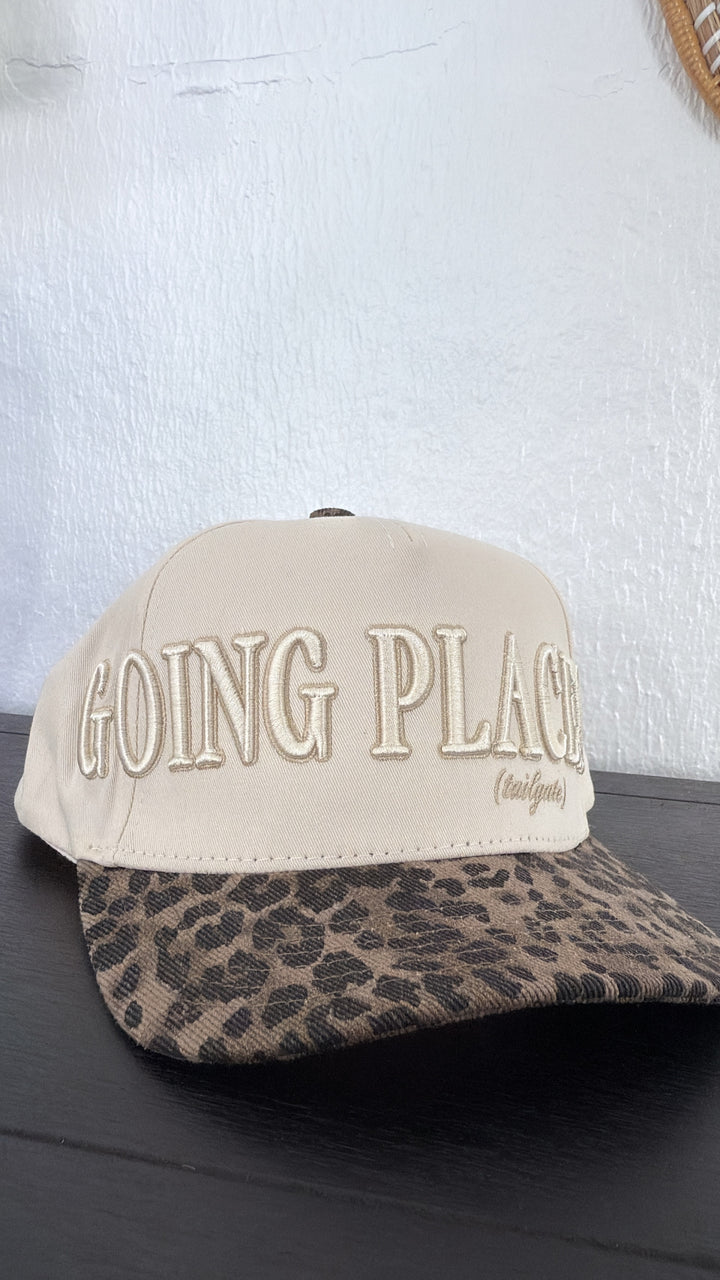 Going Places Trucker Hat, Leopard/Natural