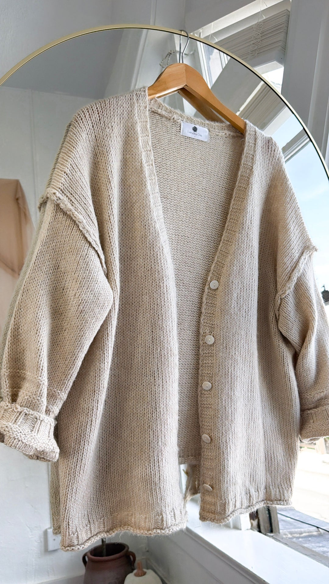 Oversized Knit Cardigan, Oatmeal