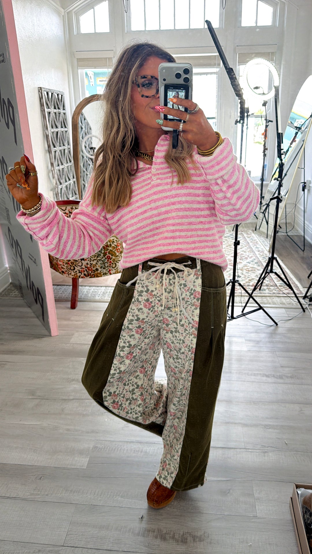 Quarter Button Down Sweater, Bubblegum