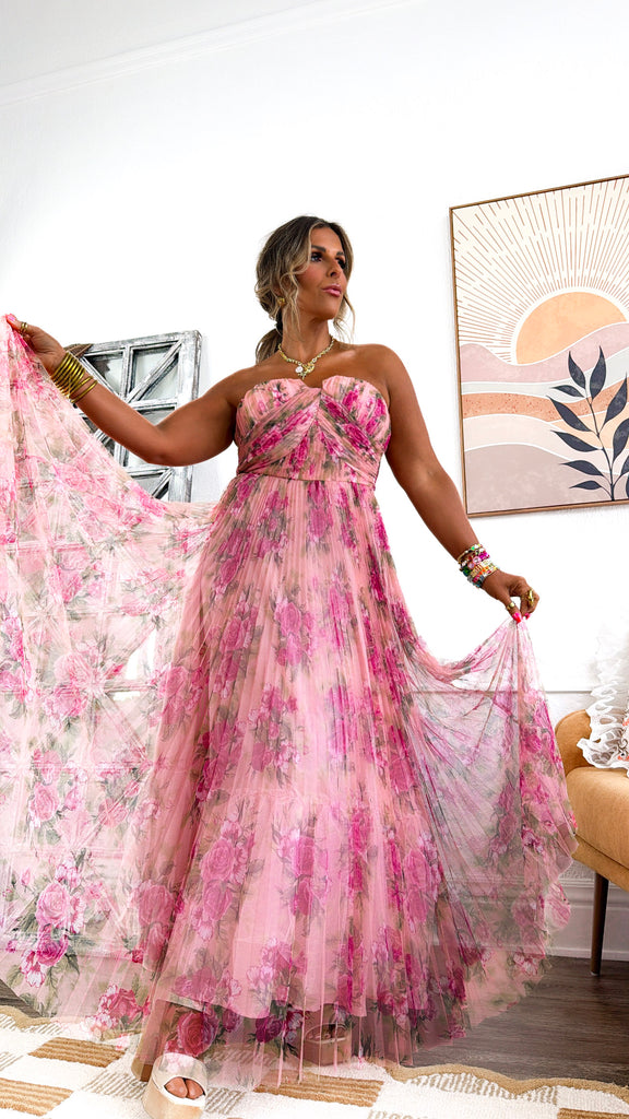 Garden Goddess Maxi Dress, Blush Pink Small
