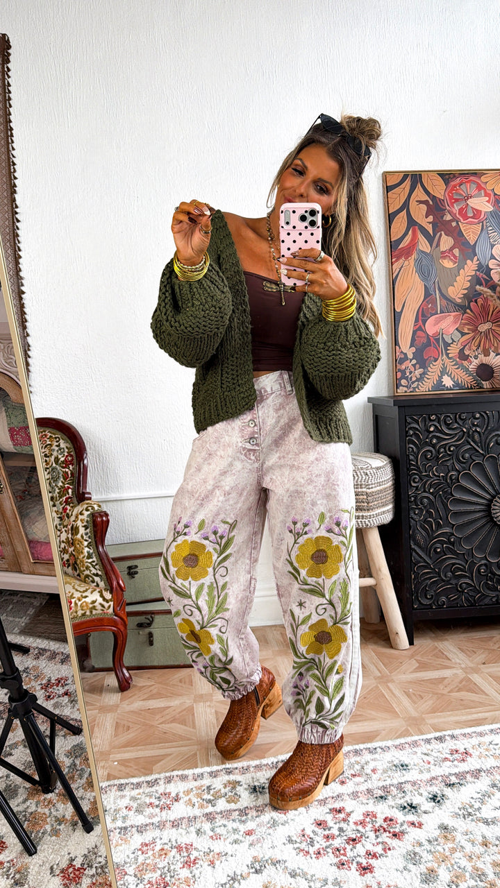 Marbled Sunflower Joggers, Mauve Marble