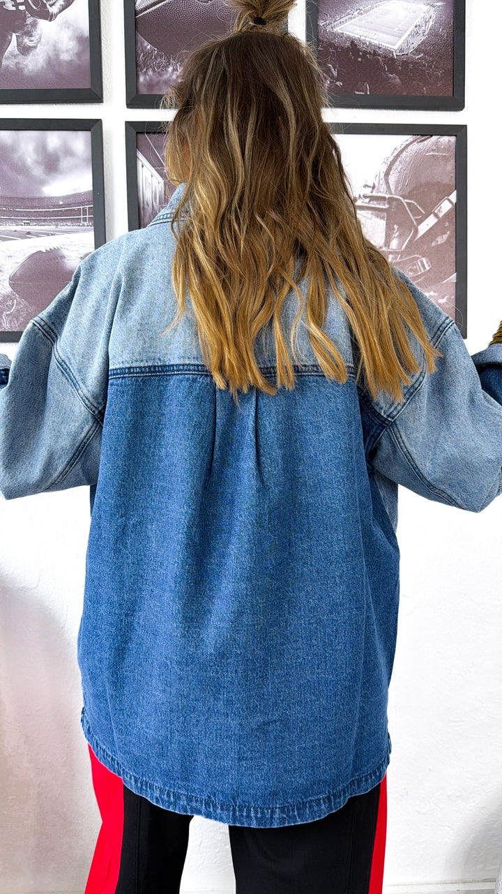 Button Up Denim Jacket, Denim Mix